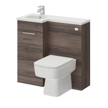 Napoli Combination Walnut 900mm Left Hand L Shaped 1 Door Vanity Unit Toilet Suite