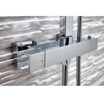 Lunar Square Slim Overhead Shower Thermostatic Valve and Head